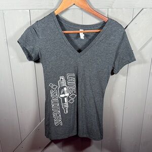 Gray V-Neck Women's Top Lane Splitters Garage